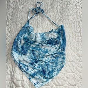Blue and whit crop top. Size medium. Open back.